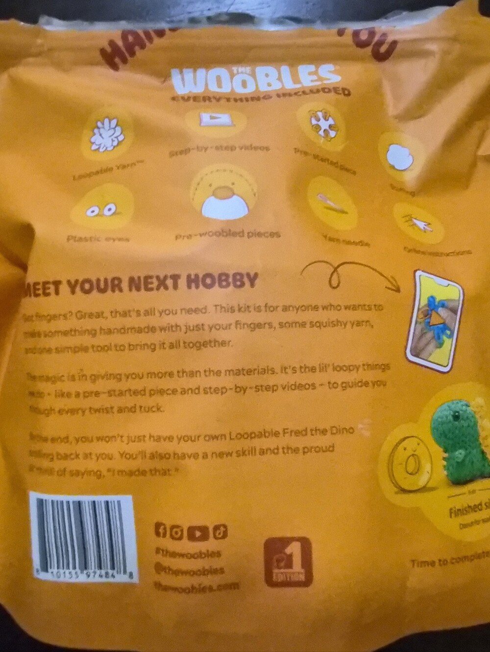 THE WOOBLES Fred the Dino Loopables Kit New Opened Bag - Picture 3 of 3